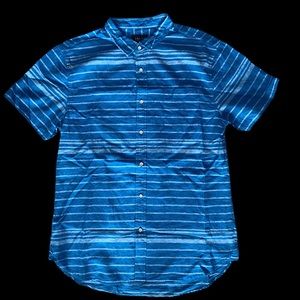 Jachs Men’s Blue Stripped Button Down Short Sleeve